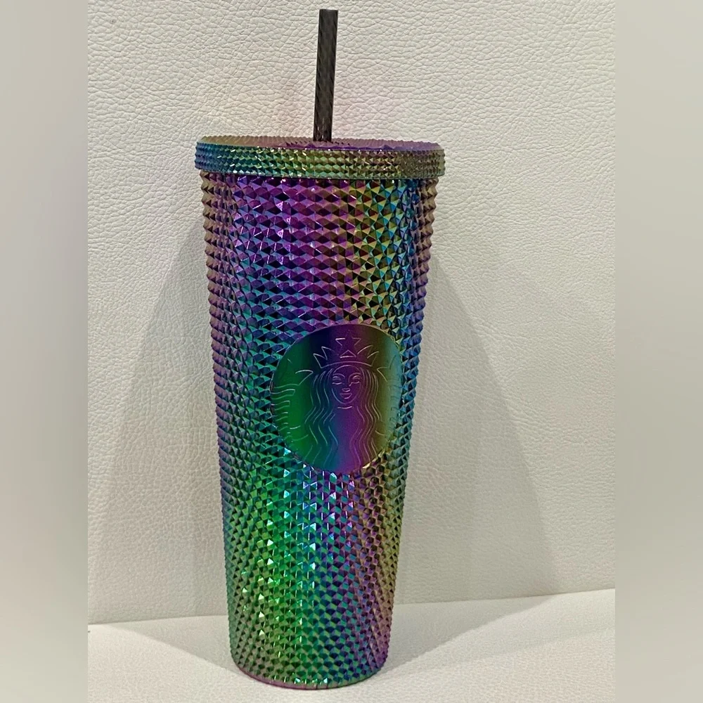 Starbucks Oil Slick Rainbow Iridescent Studded‎ Fall Edition 24oz Tumbler New